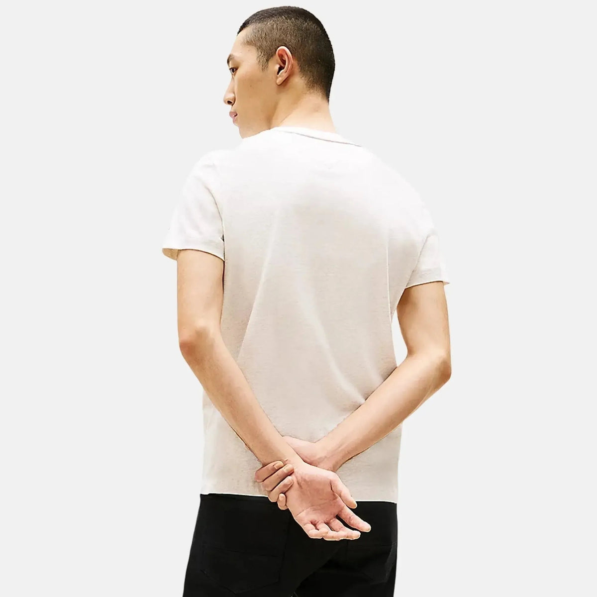 Tommy Hilfiger Slim Logo Embroidery T-Shirt Heathered Oatmilk | Northern Threads Designer Menswear