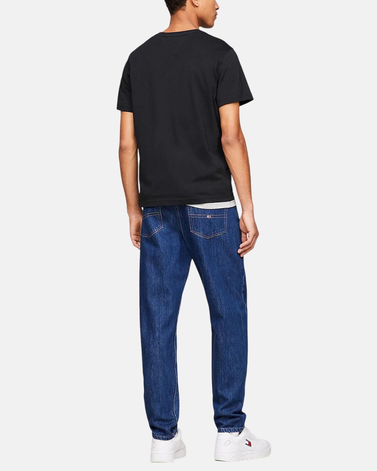 TOMMY HILFIGER TJ SLIM FIT FLAG T - SHIRT BLACK - TOMMY-HILFIGER-DM0DM04411-078-M - northern threads uk