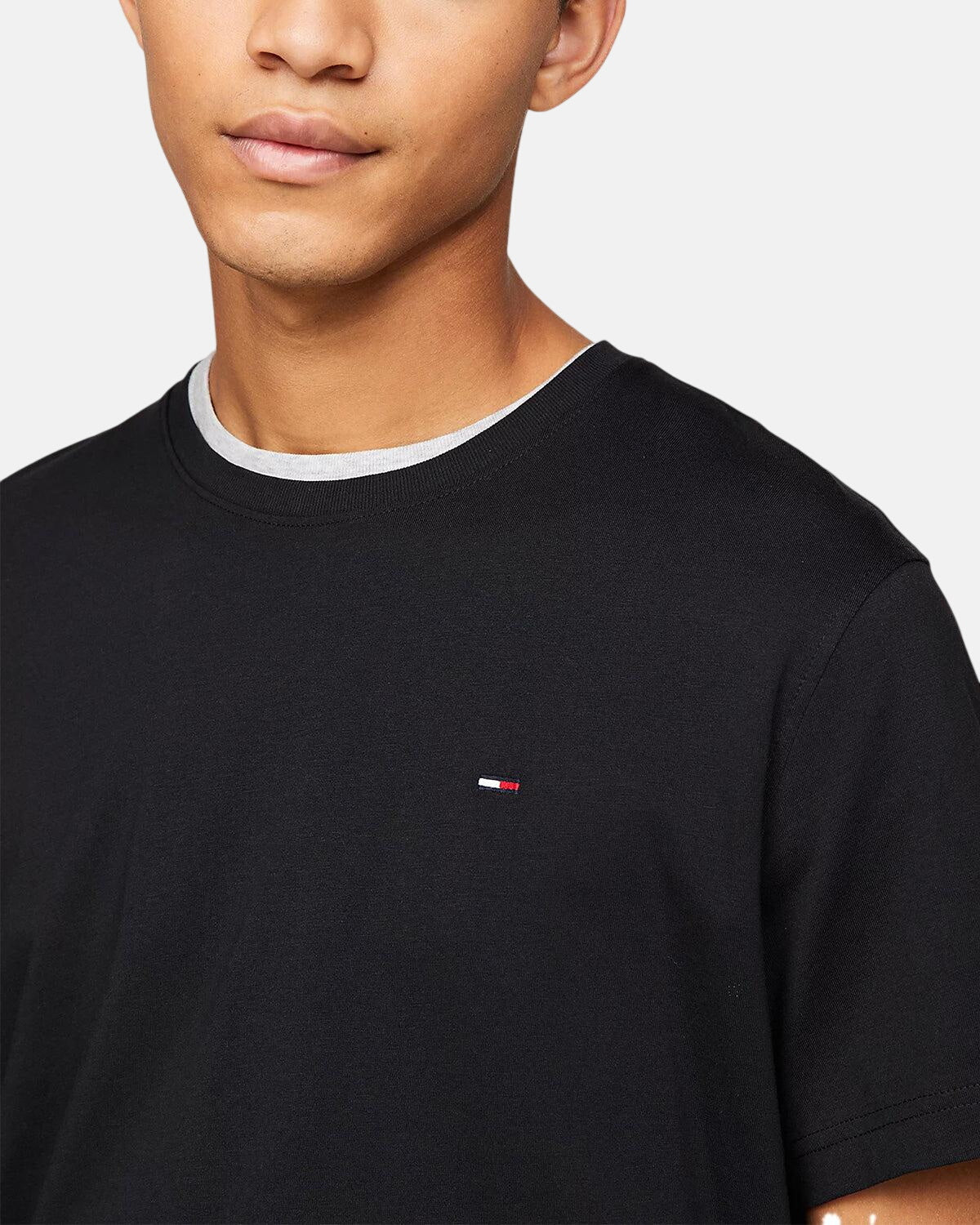 TOMMY HILFIGER TJ SLIM FIT FLAG T - SHIRT BLACK - TOMMY-HILFIGER-DM0DM04411-078-M - northern threads uk