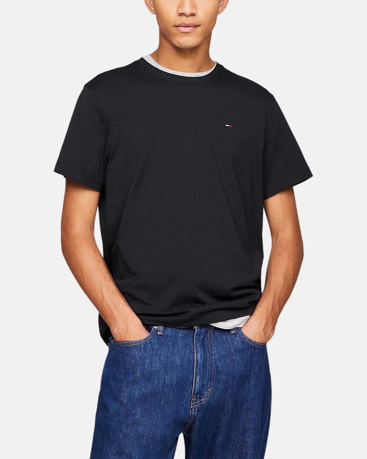 TOMMY HILFIGER TJ SLIM FIT FLAG T - SHIRT BLACK - TOMMY-HILFIGER-DM0DM04411-078-M - northern threads uk