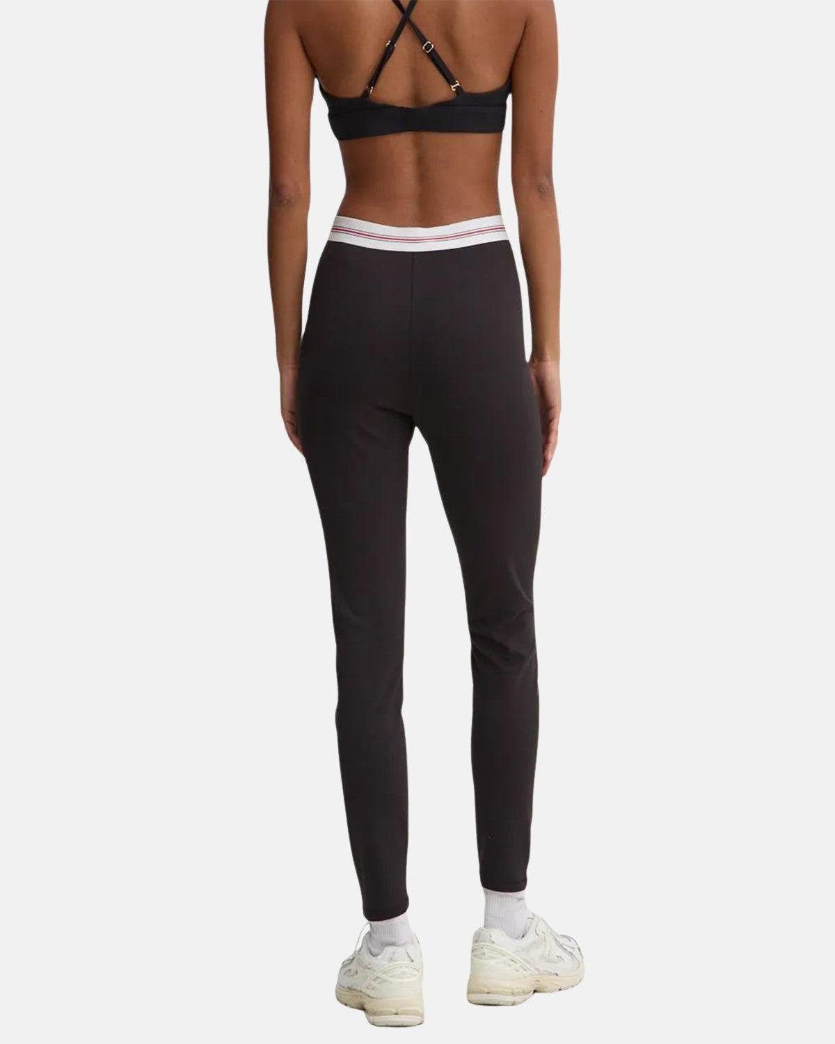 TOMMY HILFIGER WOMENS TJW SIGNATURE TAPPING LEGGINGS BLACK - northern threads
