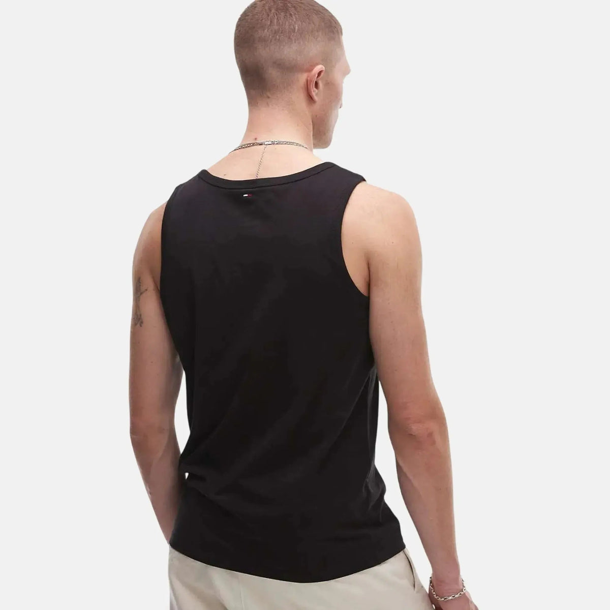 Tommy Jeans Stack Logo Tank Top Vest Black | Northern Threads Designer Menswear
